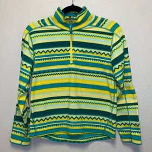 Marmot Girls Size Large Yellow Green Aztec Fleece Sweatshirt 4931